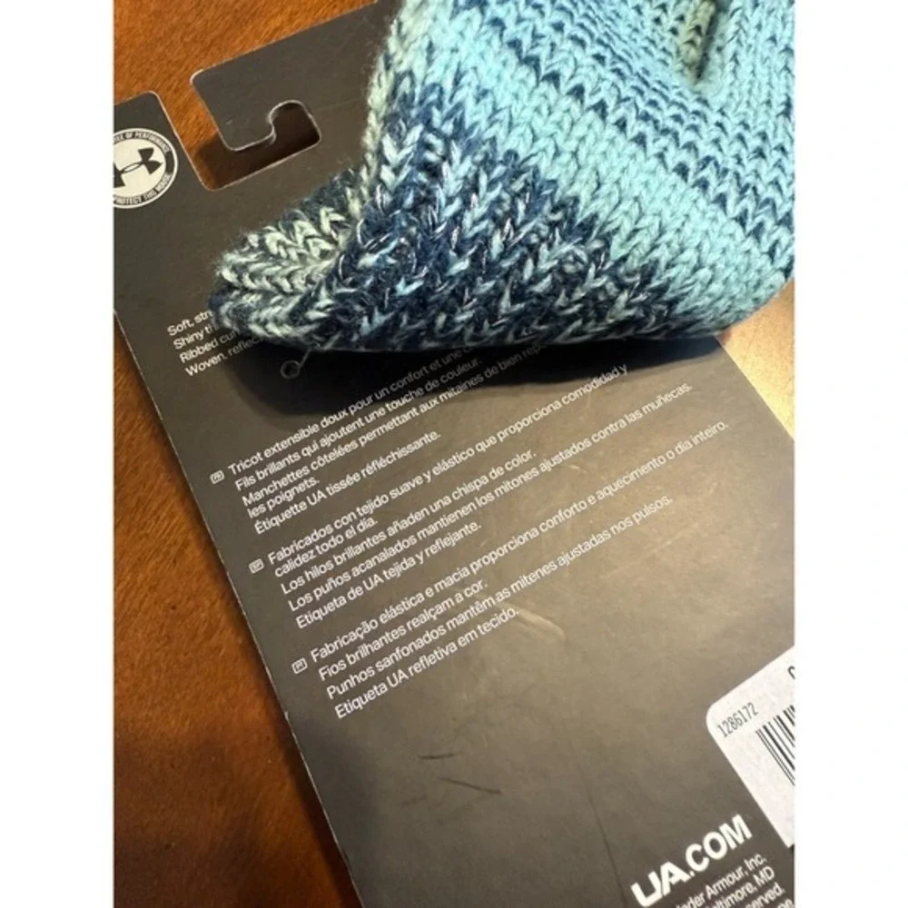 NEW Under Armour Mittens Girls OSFA Mittens Blue‎ Marled Reflective Sparkle